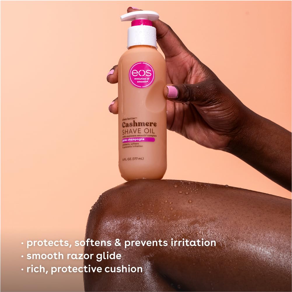 Eos Cashmere Shave Oil, Fresh & Cozy, Soothing Moisturizing, Prevents Irritation Razor Burn, Bikini Area-Approved, Body Care, 6 Fl Oz