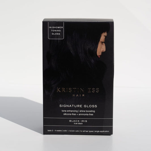 Kristin Ess Signature Hair Gloss Treatment In Black Iris - Shine Boosting, Brightening + Tone Enhancing Glaze In 1 Application - Lasts Up To 4 Weeks - Silicone + Ammonia Free - Color + Keratin Safe