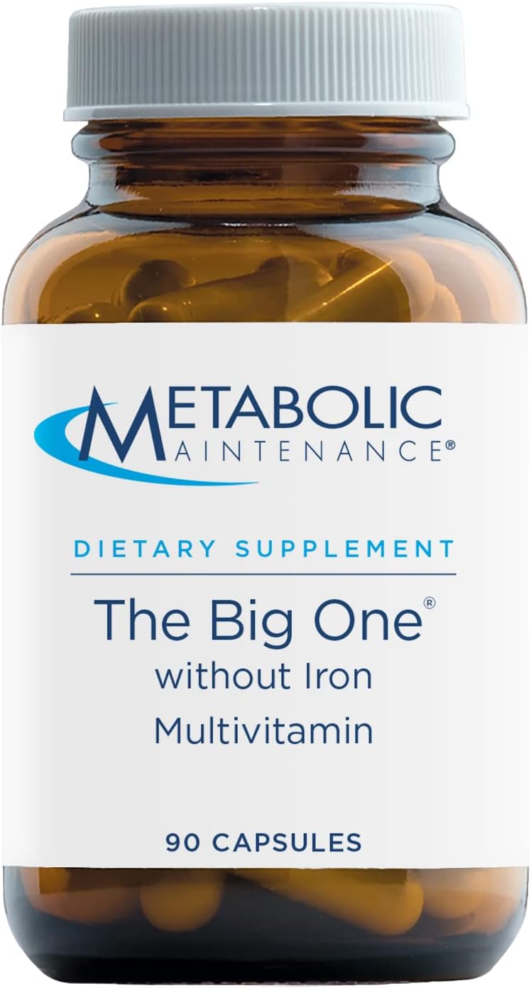 Metabolic Maintenance The Big One Without Iron - Vitamin A, Vitamin B, Folate Daily Multivitamin - Contains Trace Minerals + Iron in Bioavailable Forms (90 Capsules)