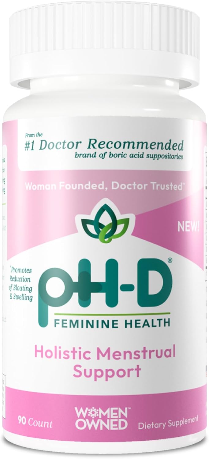 Ph-D Feminine Health - Holistic Menstrual Support - Oral Supplement With Calcium, Magnesium, Chamomile, And Black Cohosh - 90 Count