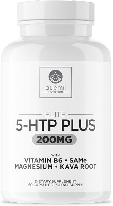 200 Mg 5-Htp Elite With Kava Root Extract, Magnesium & Sam-E To Maintain Normal Healthy Sleep & Create A Sense Of Wellbeing - 5Htp Supplement With Vitamin B6 - 60 Capsules, 30 Servings