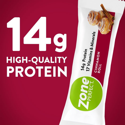 Zoneperfect Protein Bars, 14G Protein, 17 Vitamins & Minerals, Protein Snack, Cinnamon Roll, 18 Bars