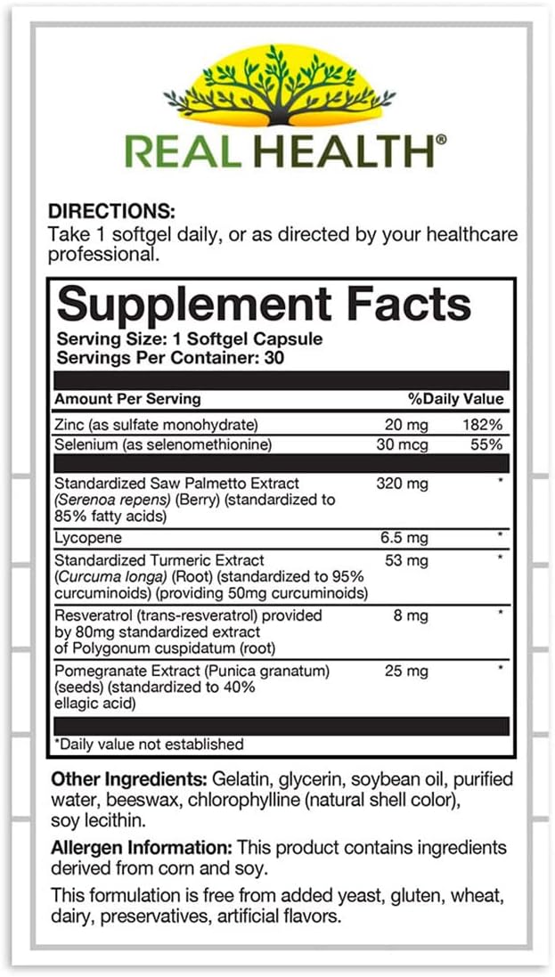 Real Health Prostate Complete - Prostate Supplements For Men, Prostate Health, Prostate Relief, Saw Palmetto For Men, One-Per-Day Prostate Formula - 30 Count : Health & Household