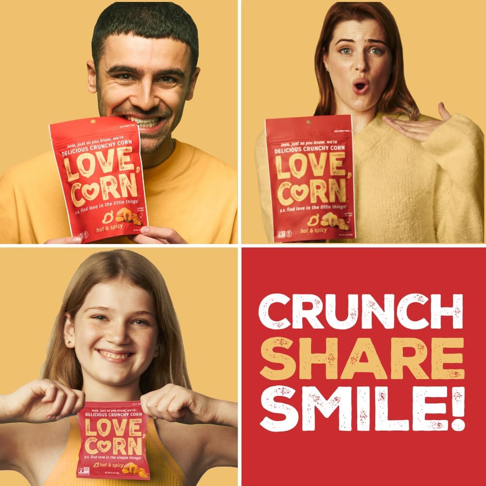 LOVE CORN Habanero Chilli Crunchy Corn Snack 45g x 10 Bags – Healthy Snacks Ideal for Gluten Free & Vegan Diets – Low Sugar Alternative for Crisps, Mixed Nuts & Pretzels – Perfect To Graze On : Amazon.co.uk: Grocery