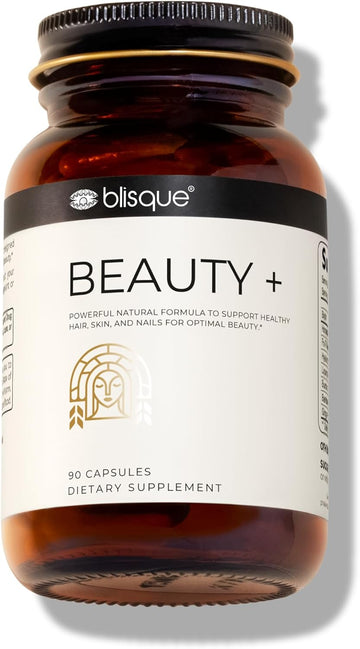 Blisque - Natural Beauty Supplement For Nail Strength, Hair Growth, And Skin Care | With Biotin & Hyaluronic Acid | Doctor Approved | Vegan And Non-Gmo | 90 Capsules