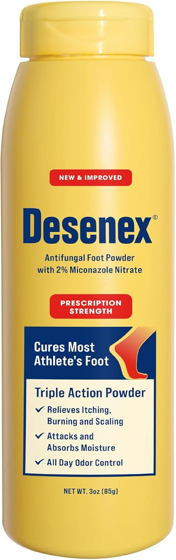 Desenex Anti-Fungal Foot Powder, Cures Most Athlete’S Foot, 2% Miconazole Nitrate, Helps Relieve Itching, Burning And Scaling, Attacks And Absorbs Moisture, All Day Odor Control, 1.5Oz