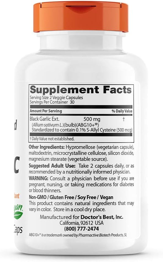 Doctor's Best Black Garlic Extract ABG10+ ? Boost Immunity Potent Antioxidant, 60 Count