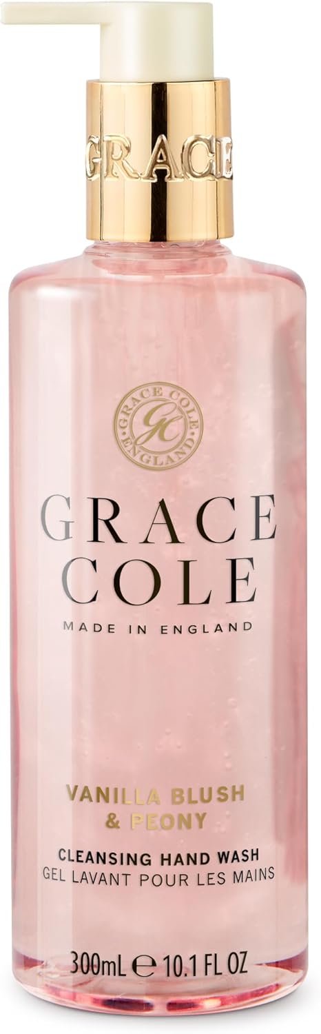 Grace Cole Vanilla Blush & Peony Hand Wash 300Ml - Moisturising Liquid Soap Essential Oils - Vegan And Cruelty Free, No Sls Or Parabens - Made In England
