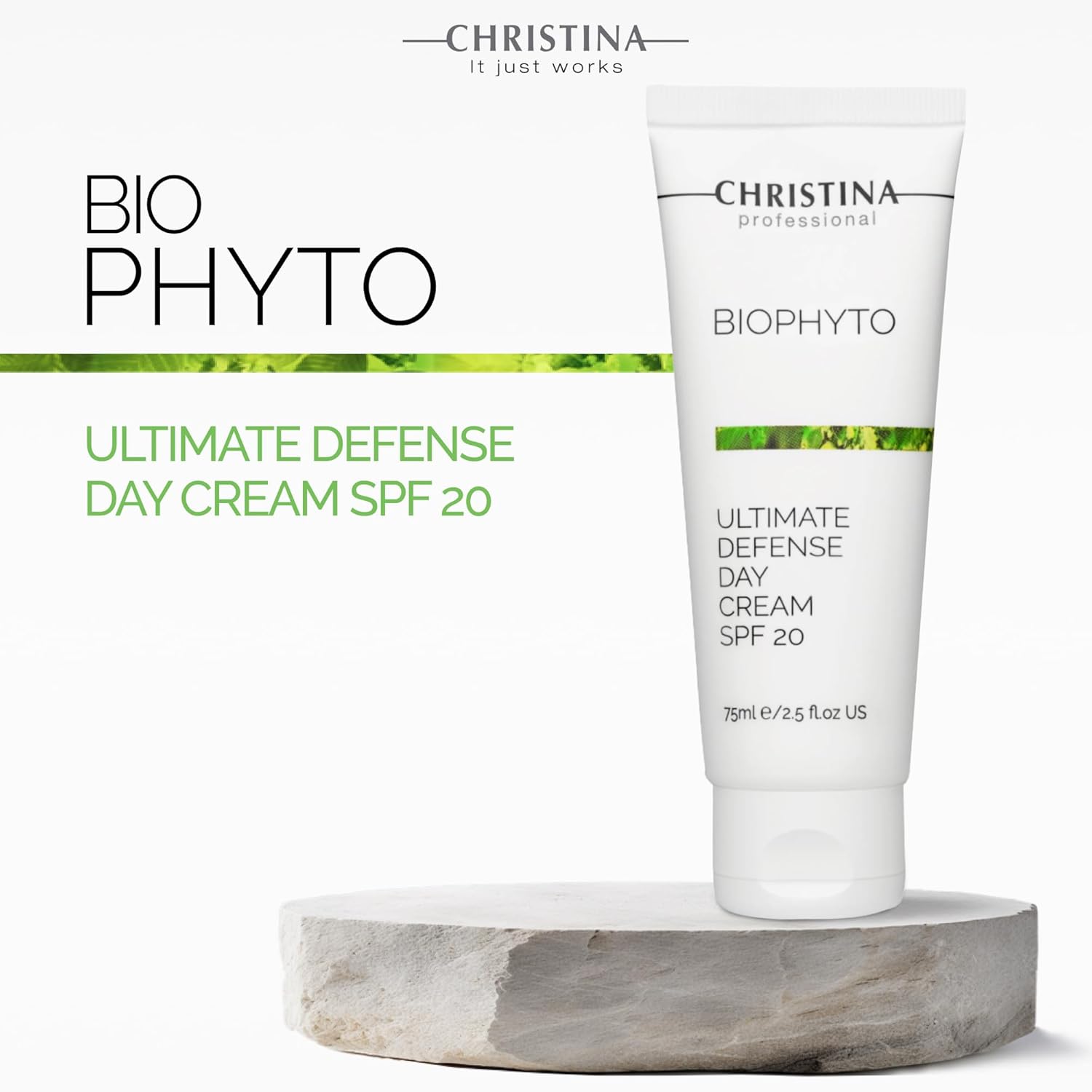 Christina Bio Phyto Ultimate Defense Day Cream Moisturizer With Spf 20-75 Ml - Broad Spectrum Uva/Uvb Protection Facial Moisturizer With Hyaluronic Acid & Vitamin B12- For Normal & Combination Skin : Beauty & Personal Care