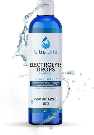 Ultra Lyte Keto Electrolytes Trace Mineral Drops – Highly Concentrated Mineral Supplements With Zero Calories – Vegan-Friendly Electrolyte Drops For Hydration, Muscle Cramp – 96 Servings