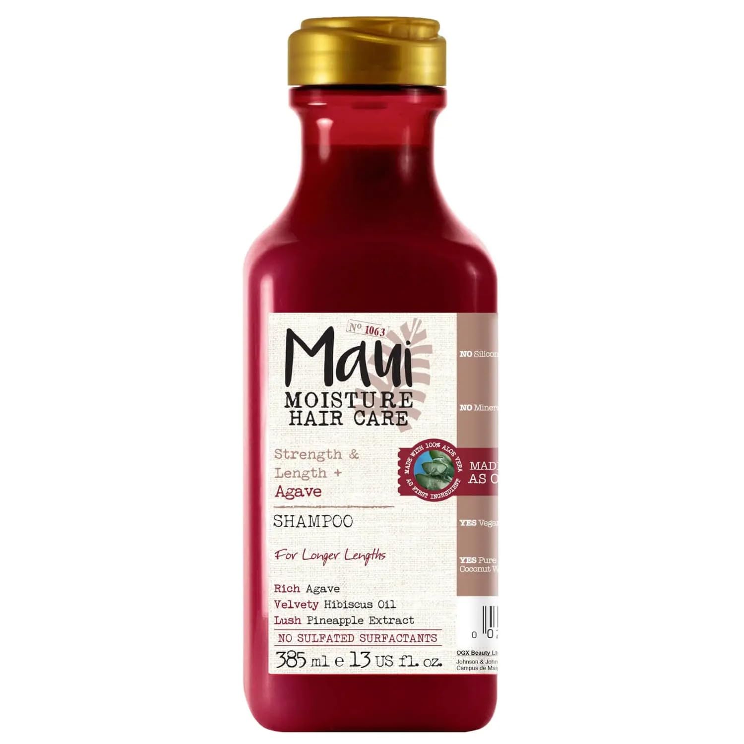 Maui Moisture Strength & Anti-Breakage + Moisturizing Agave Shampoo For Color Treated Or Chemically Damaged Hair, Vegan, Silicone- & Paraben-Free With Sulfate-Free Surfactants, 13 Fl Oz