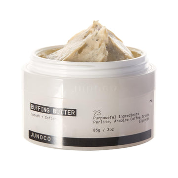 Juno & Co. Buffing Butter, Buttery Body Scrub With Refillable Pod For Exfoliating & Hydrating 85 G/3.0 Oz