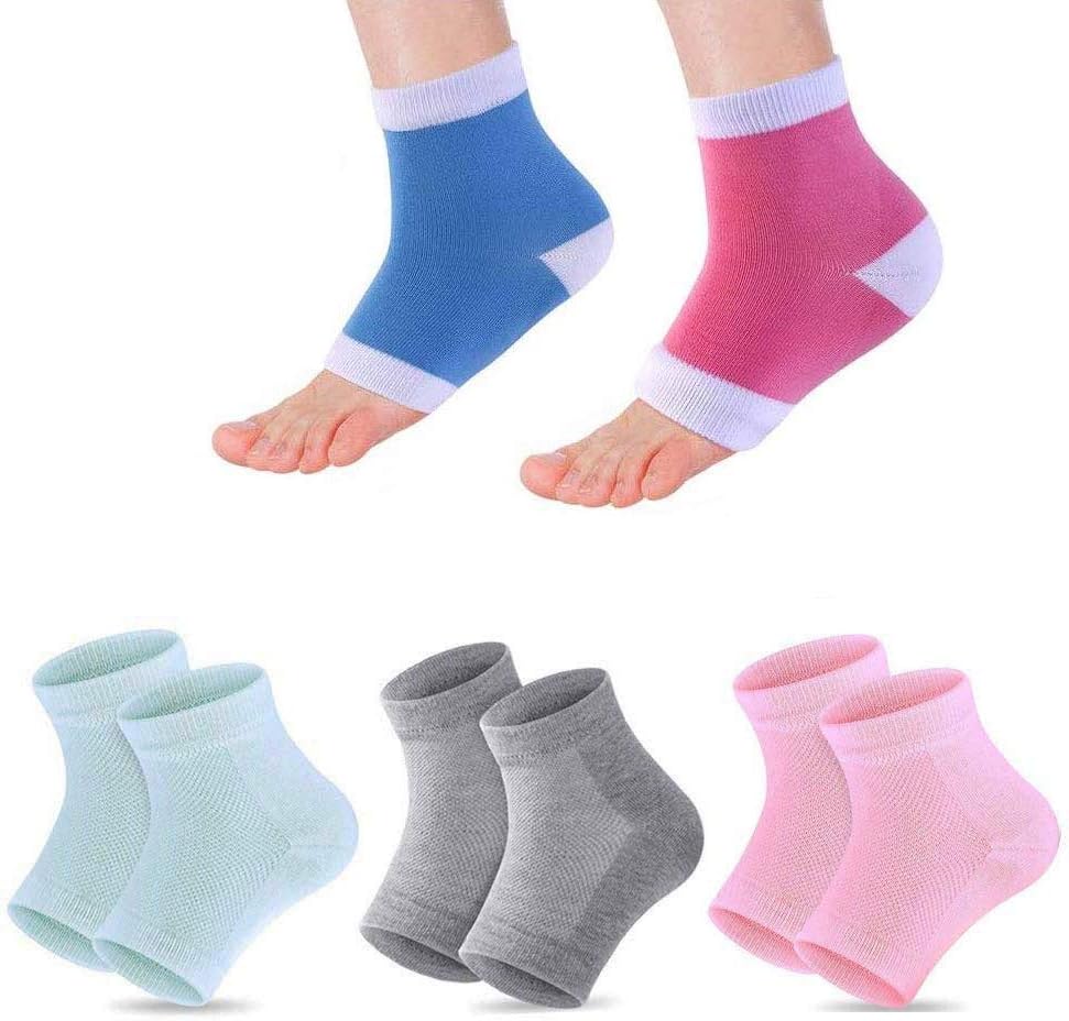 5 Pairs Moisturising Socks Cracked Heel Treatment - Treat Dry Feet & Heels Fast. Pain Relief from Cracking Foot Skin with Aloe Moisturiser Lotion Infused Gel Heel Socks. Pedicure for Both Women & Men