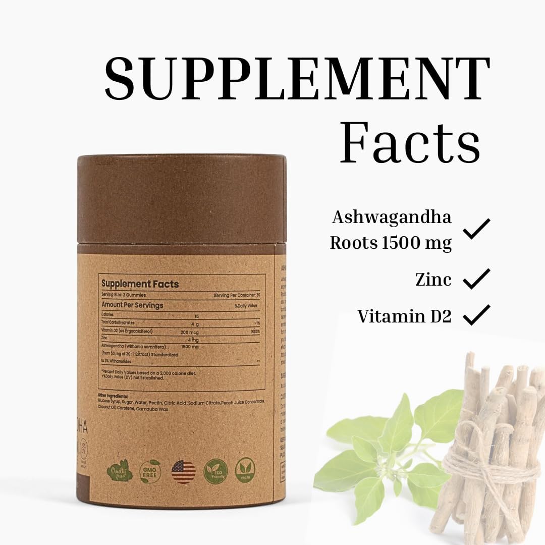 Buy Ashwagandha 1500Mg + Zinc, Vitamin D2 Vegan Gummies (Ashwagandha Roots) On  Free Shipping On Qualified Orders