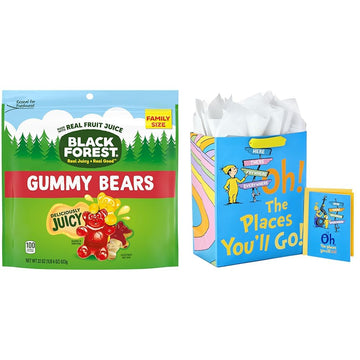 Black Forest Gummy Bears & Hallmark Dr. Seuss Graduation Gift Bag with Tissue Paper and Card Bundle, Class of 2024 : Grocery & Gourmet Food