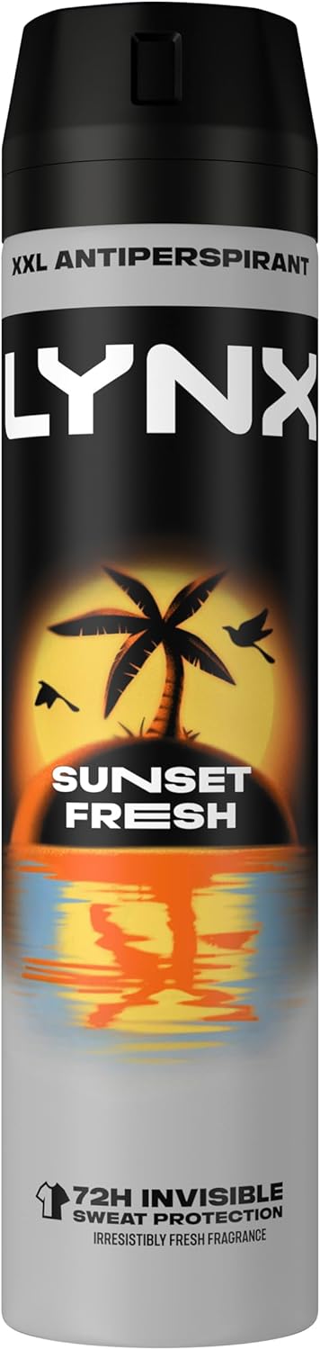 Lynx Sunset Fresh Xxl Anti-Perspirant Aerosol Men'S Deodorant Spray With A Mango & Mandarin Scent For 72 Hour Invisible Sweat Protection 6X 250 Ml