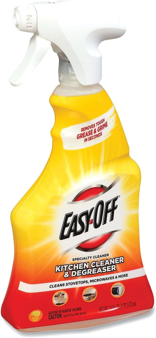 Easy Off Specialty Kitchen Degreaser Cleaner, Clear, Lemon, 16 Fl Oz