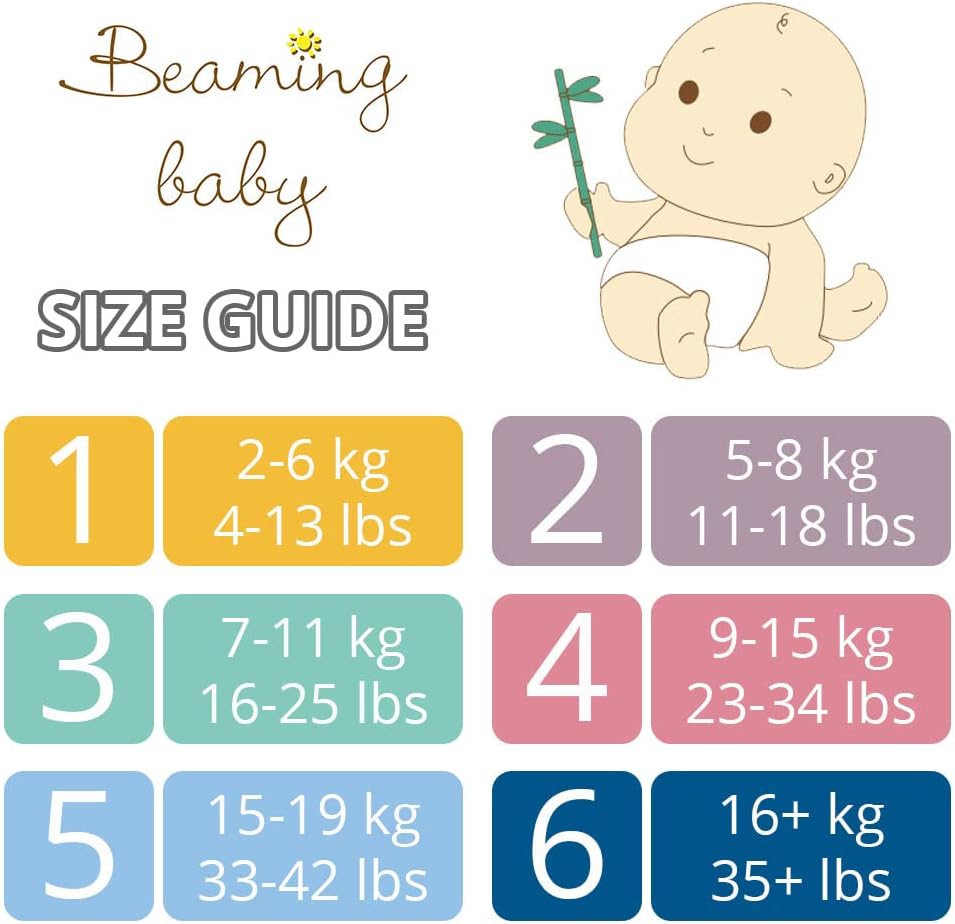 Beaming Baby Organic Bamboo Nappies Size 3, Maxi, 1 Pack of 26 Bamboo Eco Nappies. Eco Friendly Bamboo Diapers for Your Beautiful Baby 3 to 9 Months : Amazon.co.uk: Baby Products