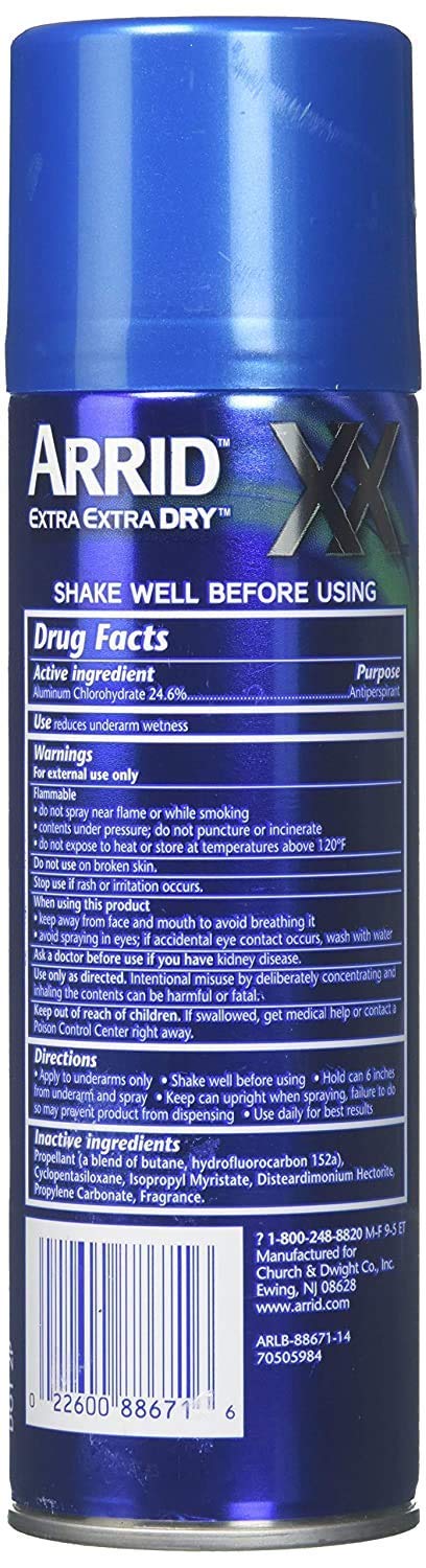 Arrid Xx Extra Extra Dry Aerosol Antiperspirant Deodorant, Regular 4 Oz