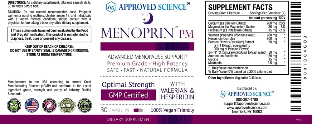 Approved Science Menoprin - Menopause Support - Protykin, Black Cohosh - 3 Bottles Menoprin Day + 3 Bottles Menoprin PM - Vegan : Health & Household