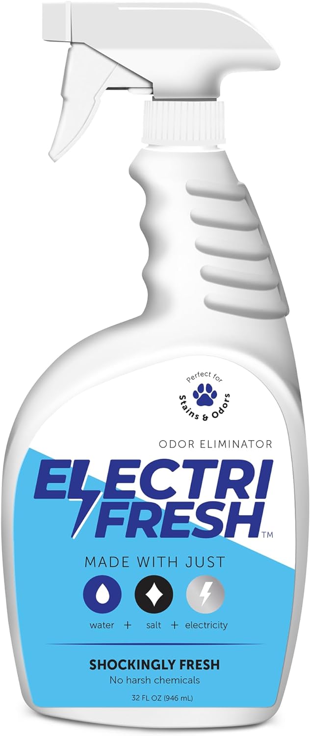 ElectriFresh Odor Eliminator, 32oz Spray, Instantly & Permanently Dismantles Smells from Dogs, Cats, Pet, Furniture, Fabric, Bathroom, Garbage, Freshener, Deodorizer, All Purpose, Made in the USA