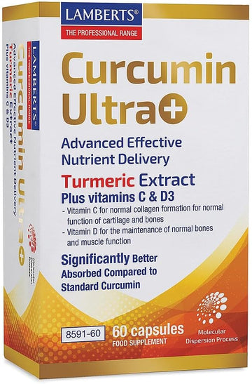 Lamberts Curcumin Ultra+ – Highly Absorbable Turmeric Extract With Vitamins C & D – 60 Tablets