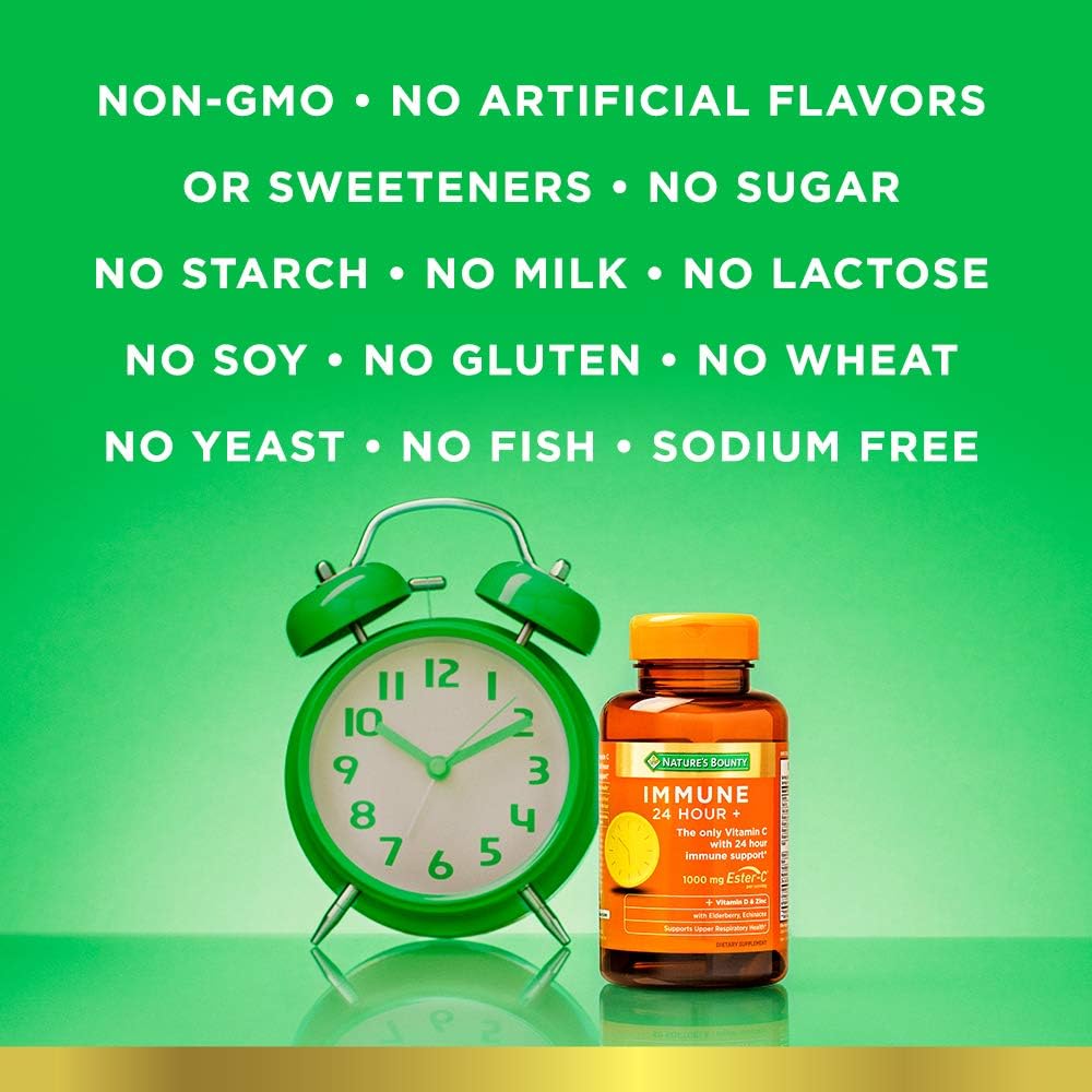 Nature's Bounty Immune 24 Hour +, The only Vitamin C with 24 Hour Immune Support from Ester C, Rapid Release Softgels, 50 Count : Health & Household