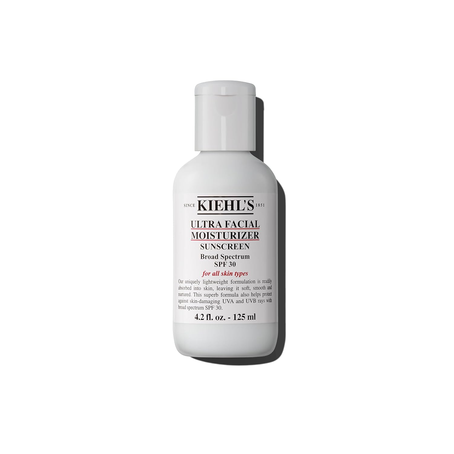 Kiehl'S Ultra Facial Moisturizer With Spf 30, Hydrating Face Cream For All Skin Types, Uva & Uvb Sunscreen Protection, Skin Feels Soft And Smooth, With Squalane, Paraben-Free, Fragrance-Free