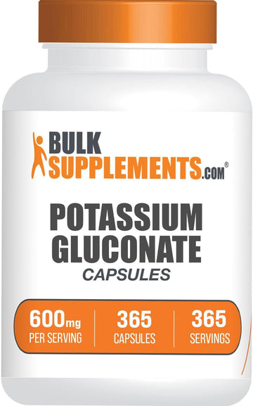 BulkSupplements.com Potassium Gluconate Capsules - Potassium Gluconate Supplement, Potassium Gluconate 600mg, Potassium Supplement - Gluten Free, 1 Capsule per Serving, 365 Capsules (Pack of 1)