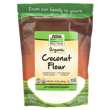 Now Foods, Organic Coconut Flour, Unsweetened, Excelent Source Of Fiber, No Added Sulfites, Certified Non-Gmo, 16-Ounce (Packaging May Vary)