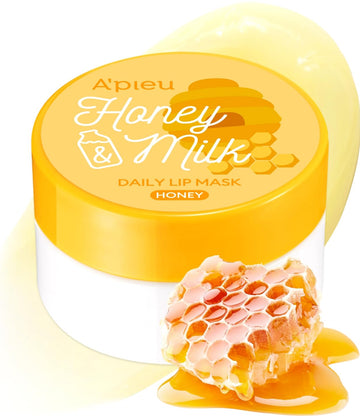 A'Pieu Honey & Milk Daily Lip Mask (Honey) - Nourishing Overnight Korean Lip Mask | Hydrating Lip Moisturizer With Honey, Propolis & Royal Jelly For Soft, Plush Lips