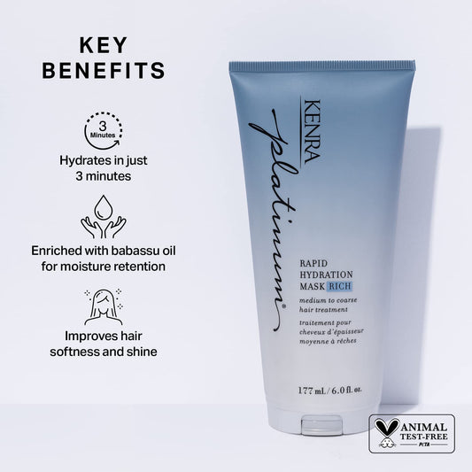 Kenra Platinum Rapid Hydration Mask Rich | Medium To Coarse Hair Treatment | 6 Oz
