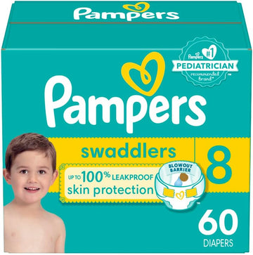 Pampers Swaddlers Diapers - Size 8, 60 Count, Ultra Soft Disposable Baby Diapers