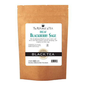 The Republic Of Tea Decaf Blackberry Sage Black Tea, 50 Tea Bags, Herbal Tea For Wisdom