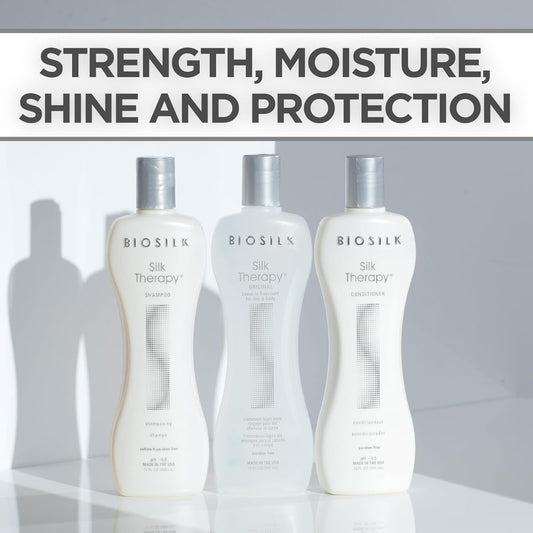 Biosilk 3-Piece Silk Therapy Shampoo, Conditioner & Serum Kit, Haircare For Incredible Shine, Sulfate, Paraben, & Cruelty-Free, 12 Oz (3 Products)