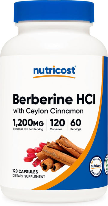 Nutricost Berberine HCI with Ceylon Cinnamon Capsules (120 Capsules, 60 Servings) - Non-GMO, Animal-Free Product