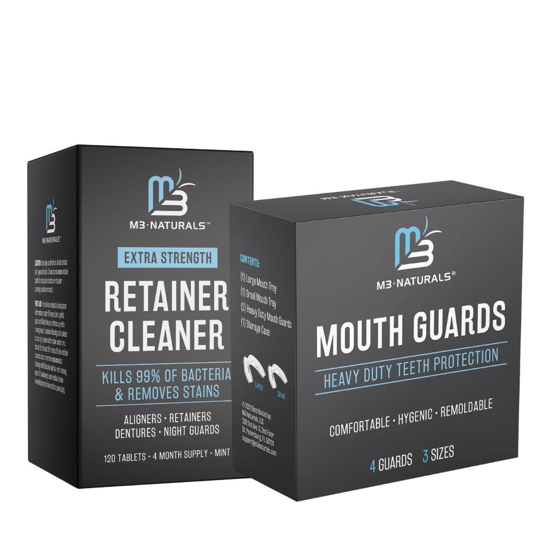 M3 Naturals Retainer Cleaner Tablets 120 And Mouth Guard Bundle