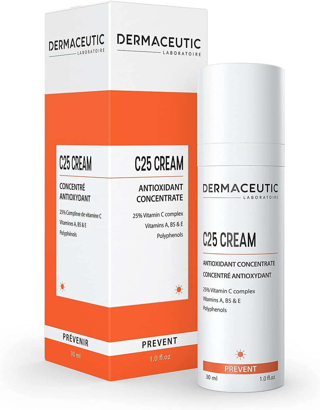 Dermaceutic C25 Cream - Antioxidant Day Cream With Vitamin C, Vitamin E, Vitamin B5, Vitamin E And Polyphenols - Protective Face Moisturizer For Improved Complexion And Radiant Skin - 30Ml