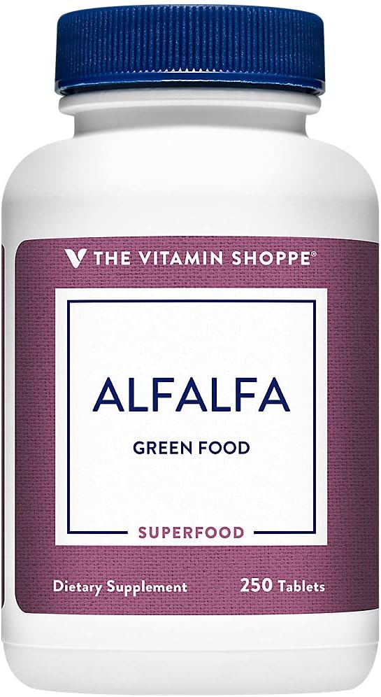 The Vitamin Shoppe Alfalfa 500 MG - Natural Green Food Supplement, Nature's Superfood - Antioxidant Green Superfood (250 Tablets)