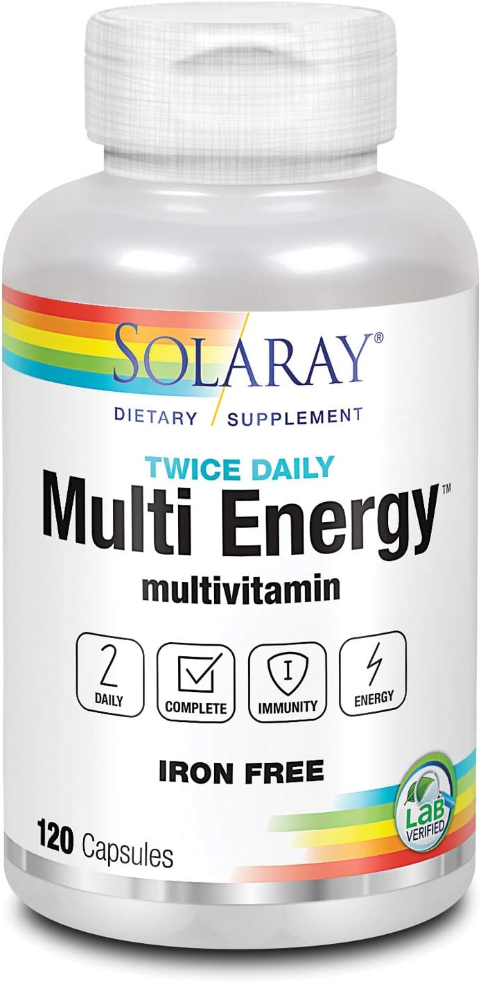 SOLARAY Multi Energy No Iron, Two Daily, Capsule (Btl-Plastic) 60ct (60 Serv, 120 CT)