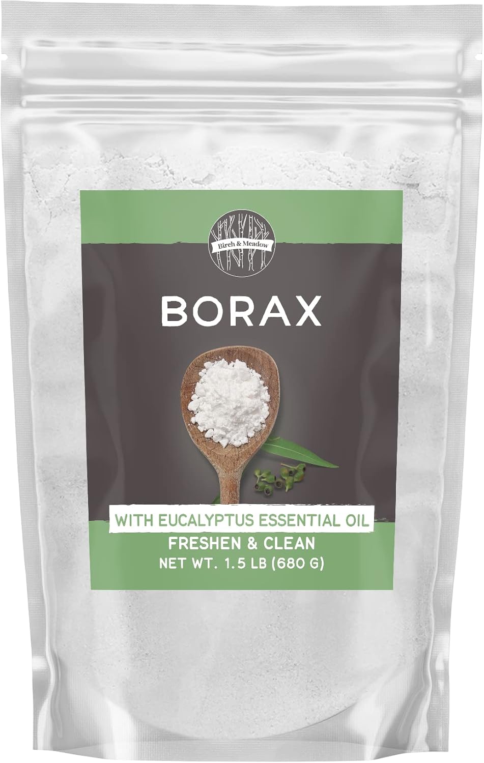 Birch & Meadow Borax With Eucalyptus Essential Oil, 1.5 Lb, Fresh Scent, Cleaning & Laundry
