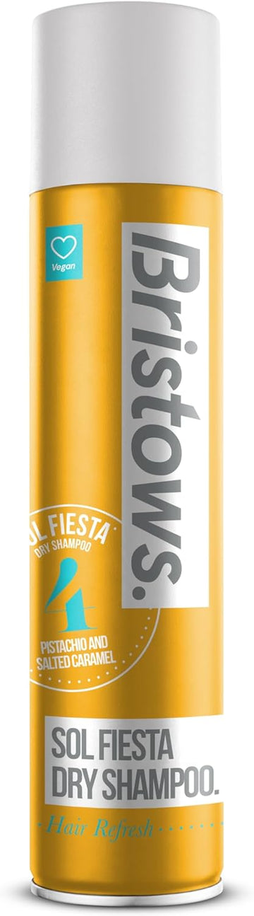Bristows Sol Fiesta Dry Shampoo, Salted Caramel And Pistachio Fragrance, Refreshes Hair Between Washes, Absorbs Excess Oil Without Drying Out Hair And Scalp, Vegan Friendly, 200 Ml