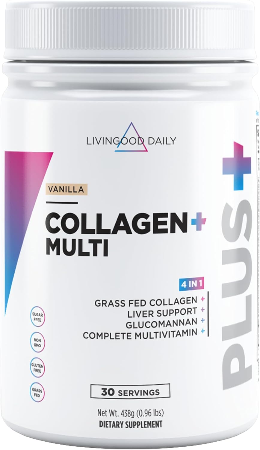 Livingood Daily Vanilla Collagen Powder, 30 Servings - Collagen Protein Powder (Collagen Type 1 And 3) Plus Multivitamin, Milk Thistle & Glucosamine - Hydrolyzed Collagen Peptides - 15.87Oz