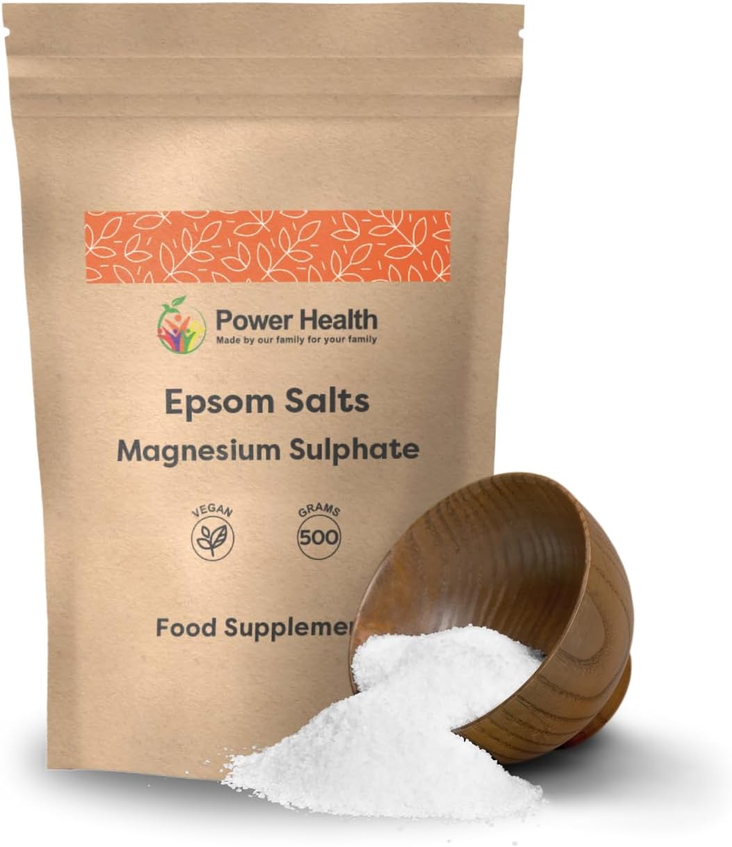Magnesium Sulphate - Epsom Salts (500 Grams) | Epsom Bath Salts | Epsom Salt To Drink | Magnesium Bath Salts Muscle Soak & Epsom Salts For Feet | By Power Health