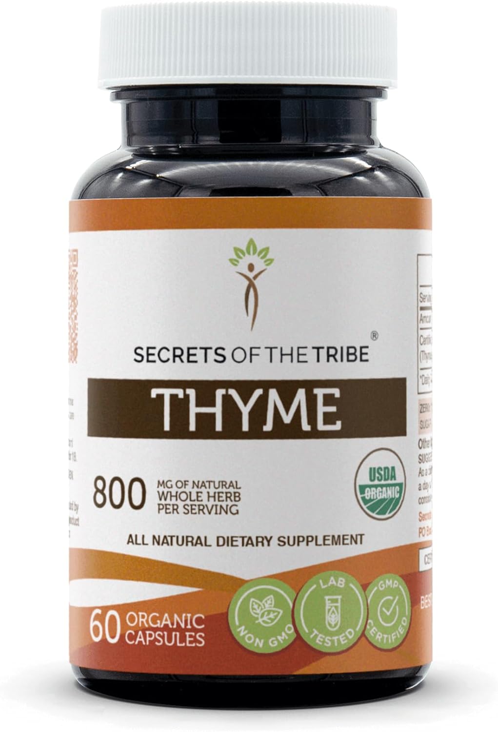 Secrets Of The Tribe Thyme 60 Capsules, 800 Mg, Usda Organic Thyme (Thymus Vulgaris) Dried Leaf (60 Capsules)