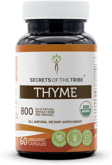 Secrets Of The Tribe Thyme 60 Capsules, 800 Mg, Usda Organic Thyme (Thymus Vulgaris) Dried Leaf (60 Capsules)