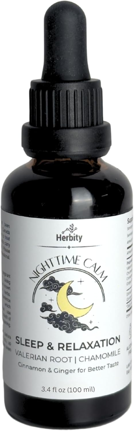 Parent Nighttime Calm – Valerian & Chamomile Sleep Drops With Cinnamon & Ginger – Alcohol-Free Herbal Tincture For Relaxation & Wind-Down (3.4 Fl Oz) (3.4 Oz)