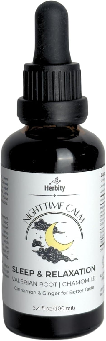 Parent Nighttime Calm – Valerian & Chamomile Sleep Drops With Cinnamon & Ginger – Alcohol-Free Herbal Tincture For Relaxation & Wind-Down (3.4 Fl Oz) (3.4 Oz)