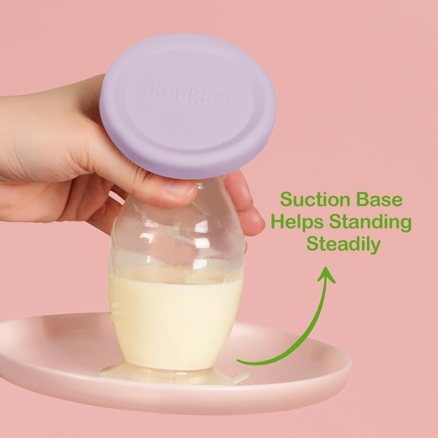 haakaa Silicone Breast Pump & Silicone Cap (Lavender) 5oz/150ml, Gen.2 : Baby
