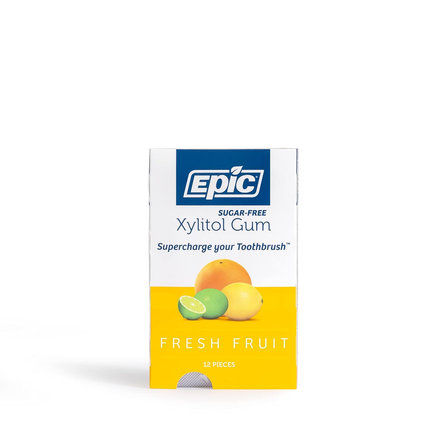 Epic Xylitol Chewing Gum - Sugar Free & Aspartame Free Chewing Gum Sweetened w/Xylitol for Dry Mouth & Gum Health (Fresh Fruit, 12-Piece Pack, 12 Packs) : Breath Freshening Gum : Grocery & Gourmet Food